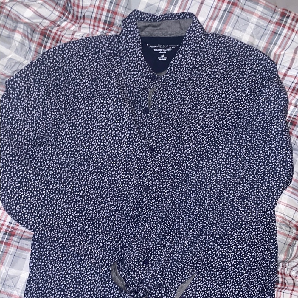 Navy Blue Patterned Men's Shirt